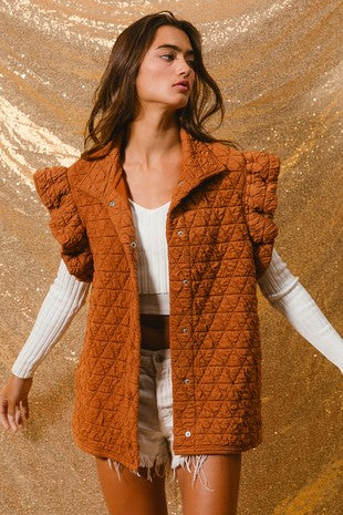 Quin Quilted Ruffle Vest