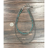 20" 3-strand Navajo Rondelle Gemstone Necklace