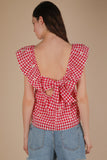 Checkered Sleeveless Top-Red
