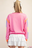 Ava Color Block Long Sleeve -Pink