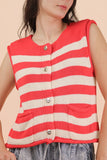 Brooke Stripe Button Sweater Top