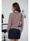 Stripe  Button Down Knit Cardigan