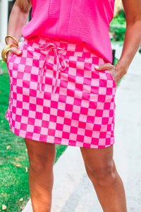 Bubblegum Pink Checkered Skort