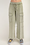 Mineral Washed Wide Leg Cargo Pants