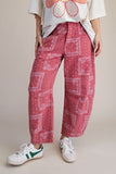 Marley Bandana Print Washed Barrel Pants