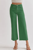 Entro HW Wide Leg Pants-Green