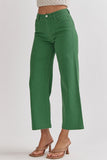 Entro HW Wide Leg Pants-Green