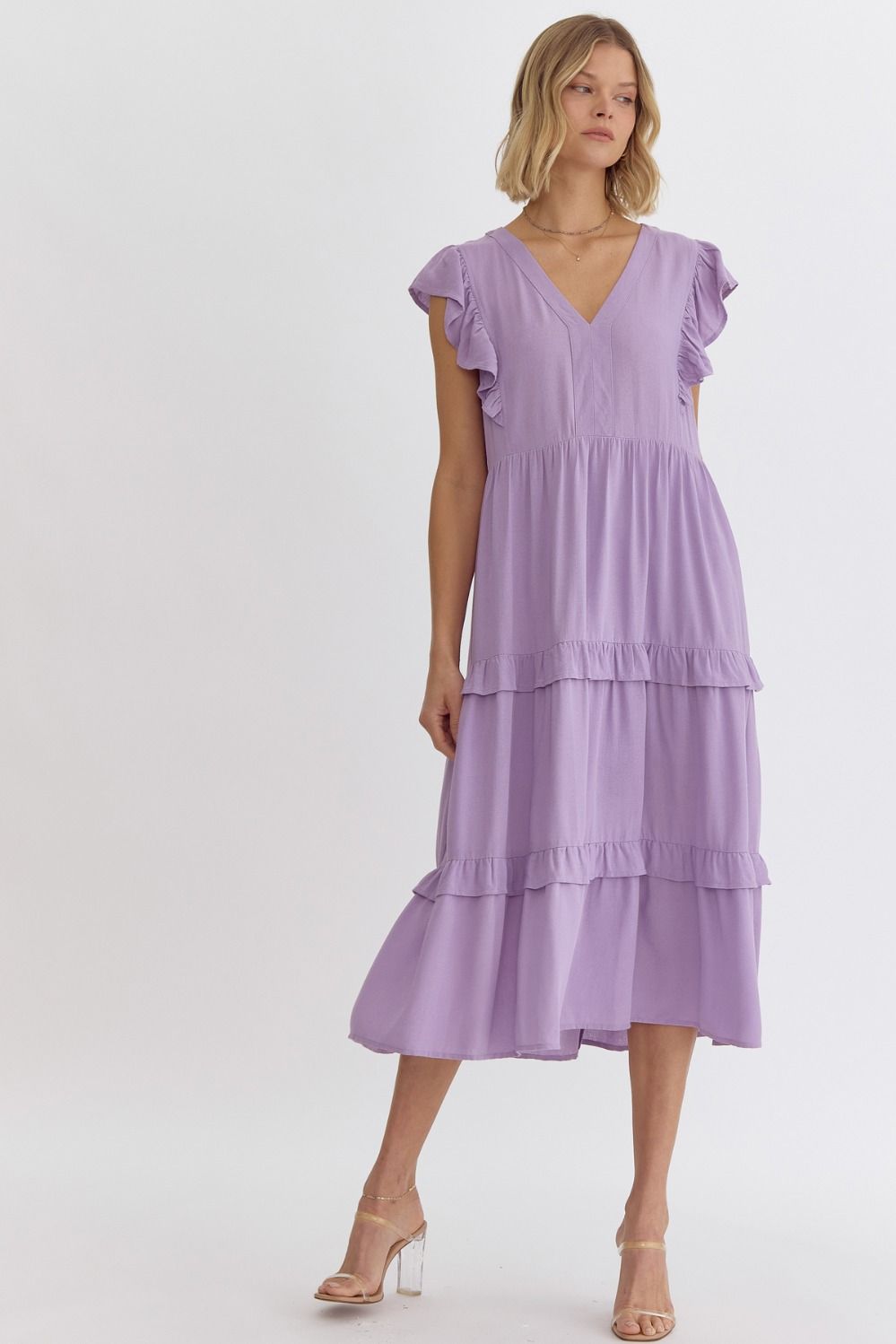 Maci Tiered Midi Dress-Lavender – Missy's Boutique