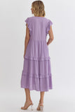 Maci Tiered Midi Dress-Lavender