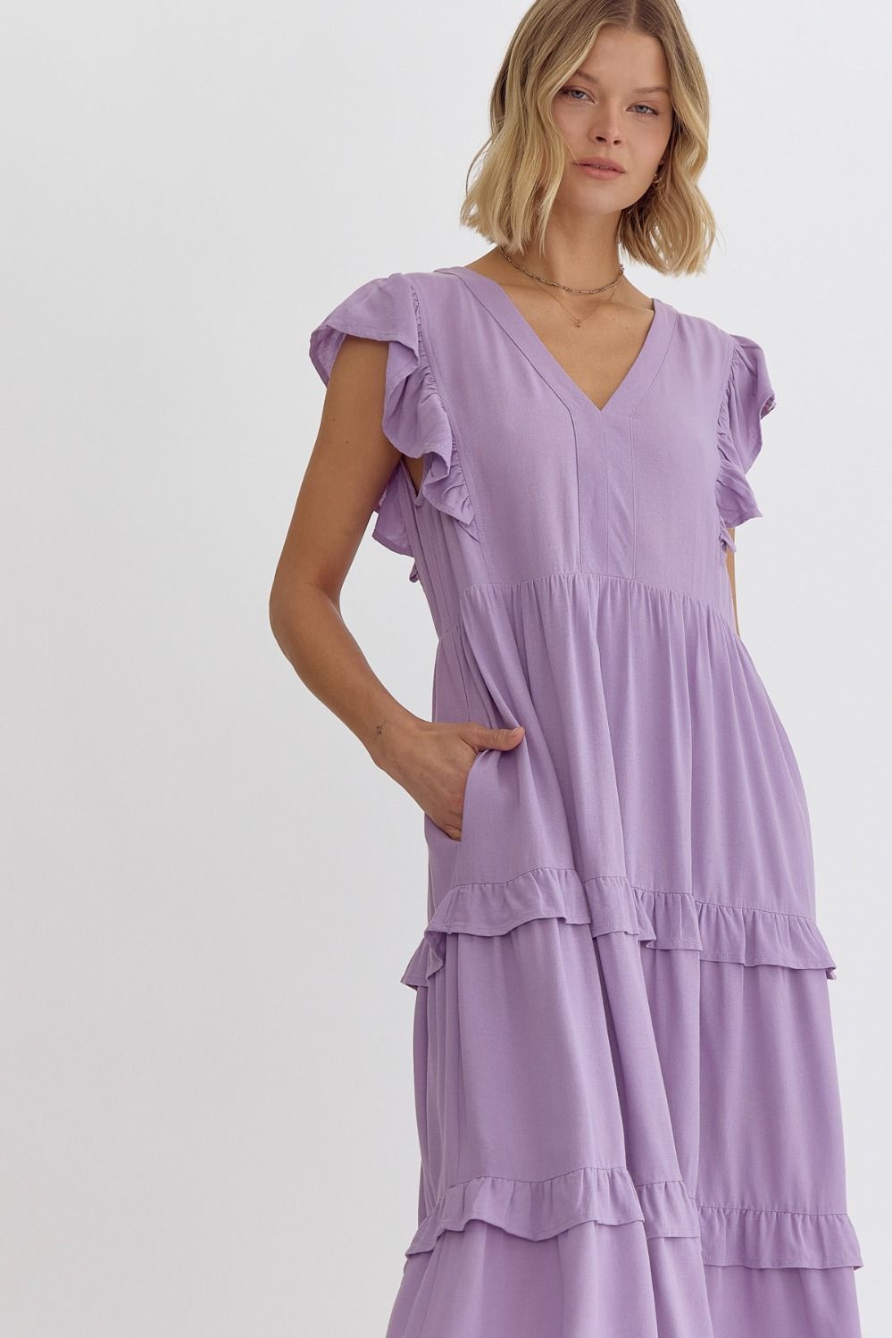 purple tiered midi dress Coast Women's Tiered Lace Midi Dress in Lilac | Size: 6