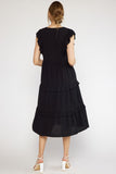 Maci Tiered Midi Dress-Black