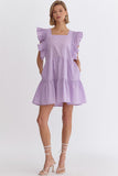 Kaydee Ruffled Sleeve Tiered Dress-Lavender