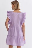 Kaydee Ruffled Sleeve Tiered Dress-Lavender