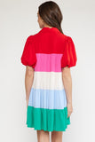 Maddie Puff Sleeve Color Block Dress