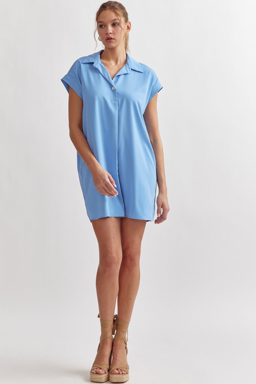 knee length dresses for ladies Self-Portrait - Denim Collared Mini Dress