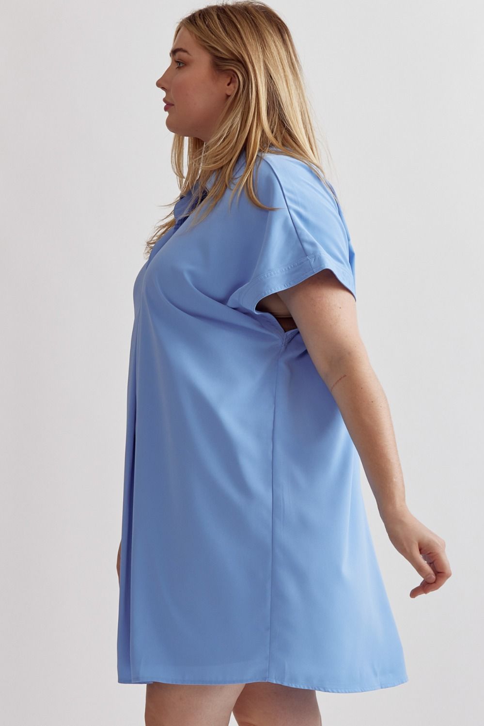 mini dress for curvy women Trina Collared Mini Dress-Curvy – Missy's Boutique