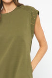 Tonya Solid Short Sleeve Dress-Olive