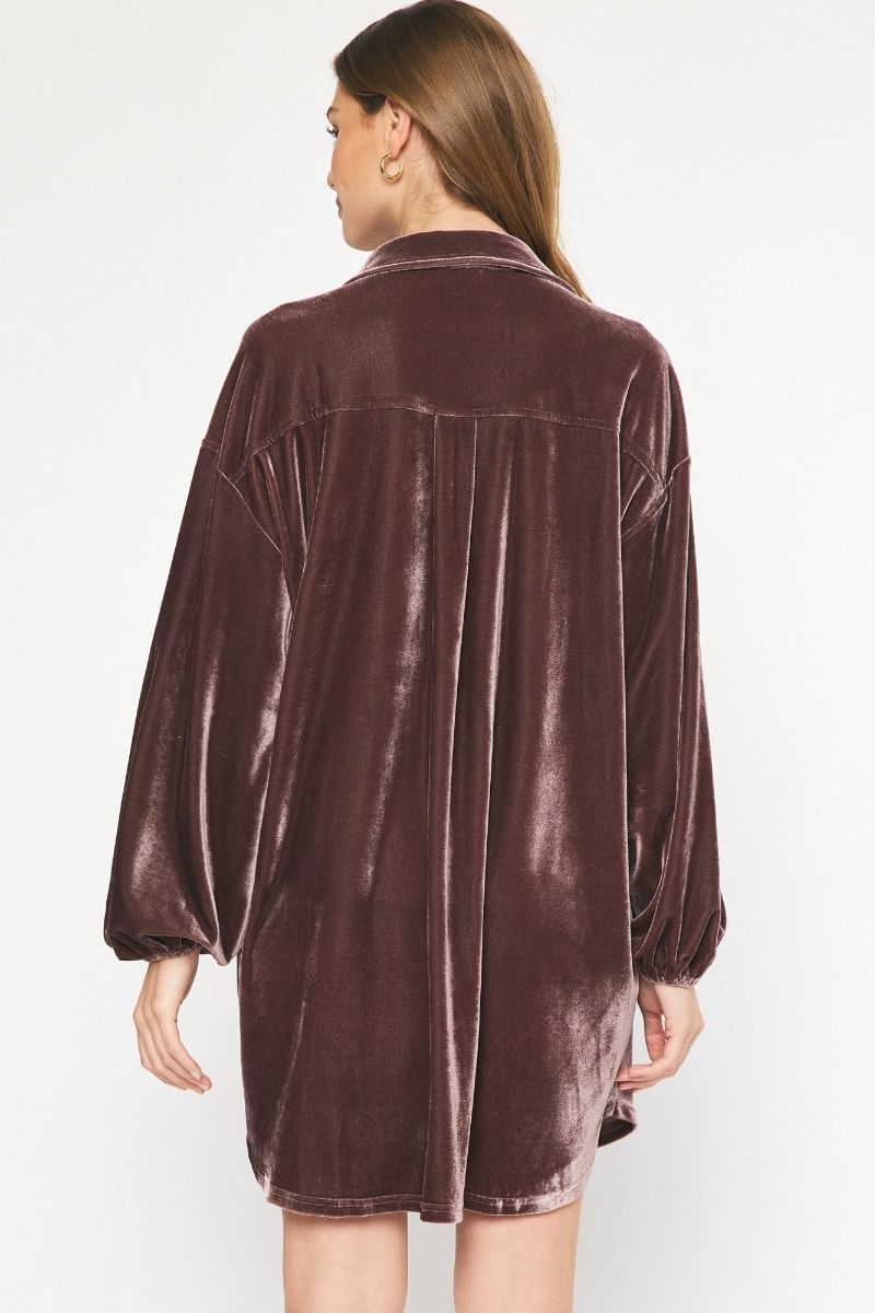Sierra Velvet Button Up Dress-Mocha – Missy's Boutique