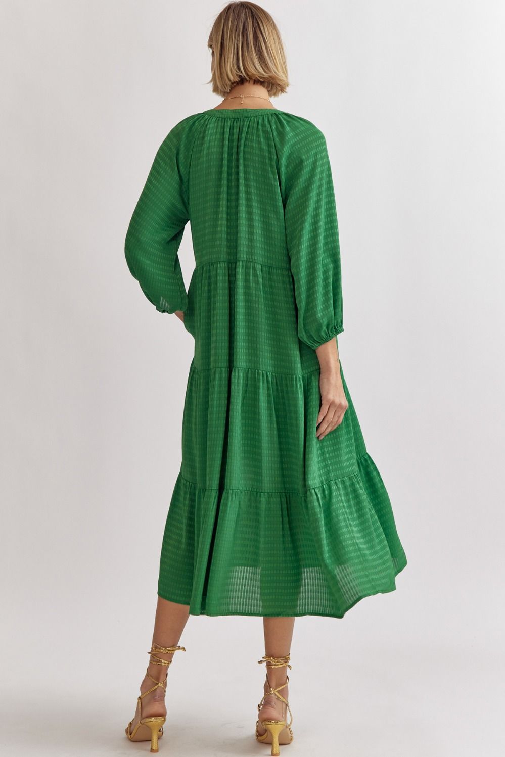 slim fit dress slacks Linear Pointelle Tonal Knit Fit-N-Flare Midi Dress main image 0