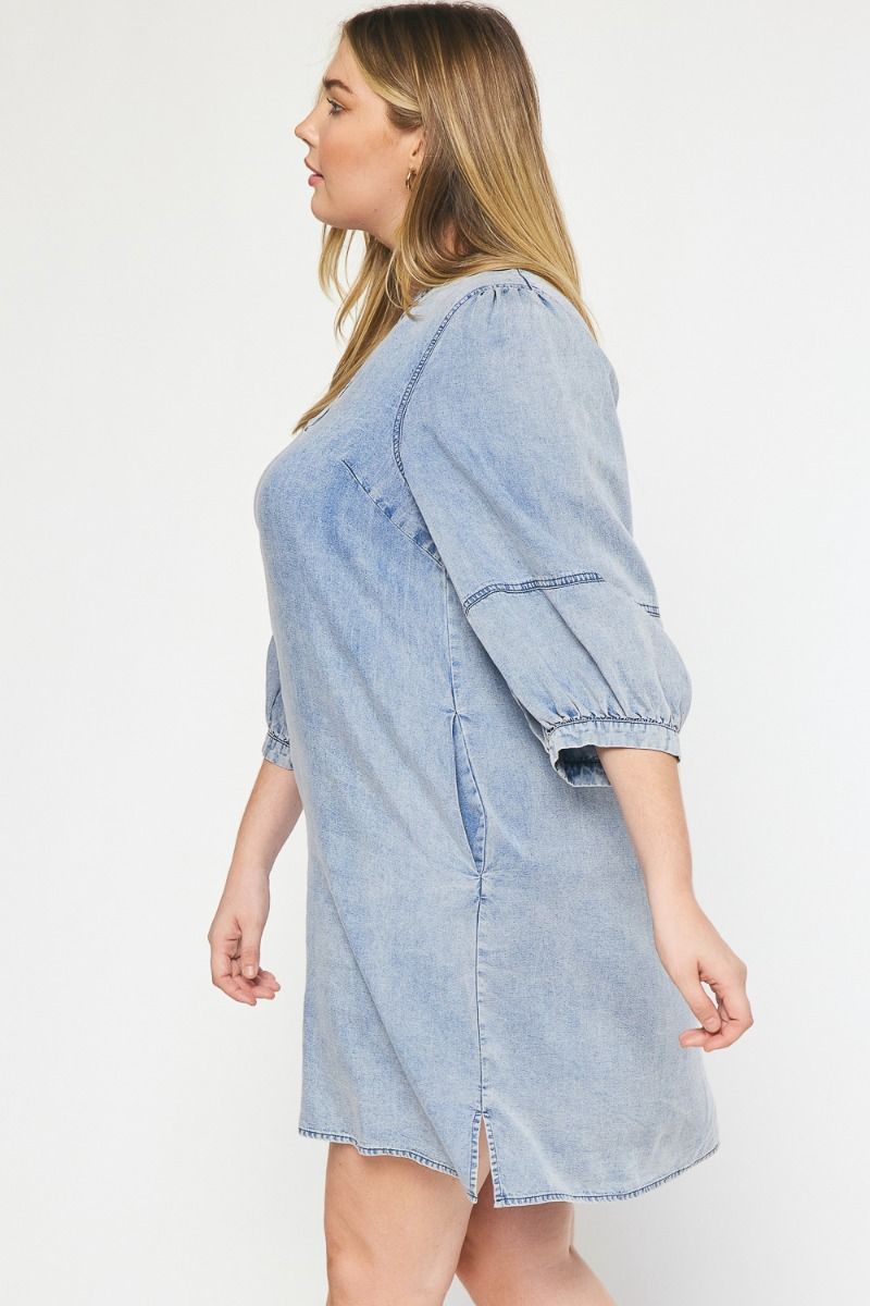 entro denim dress Sawyer Denim Dress-Plus – Missy's Boutique