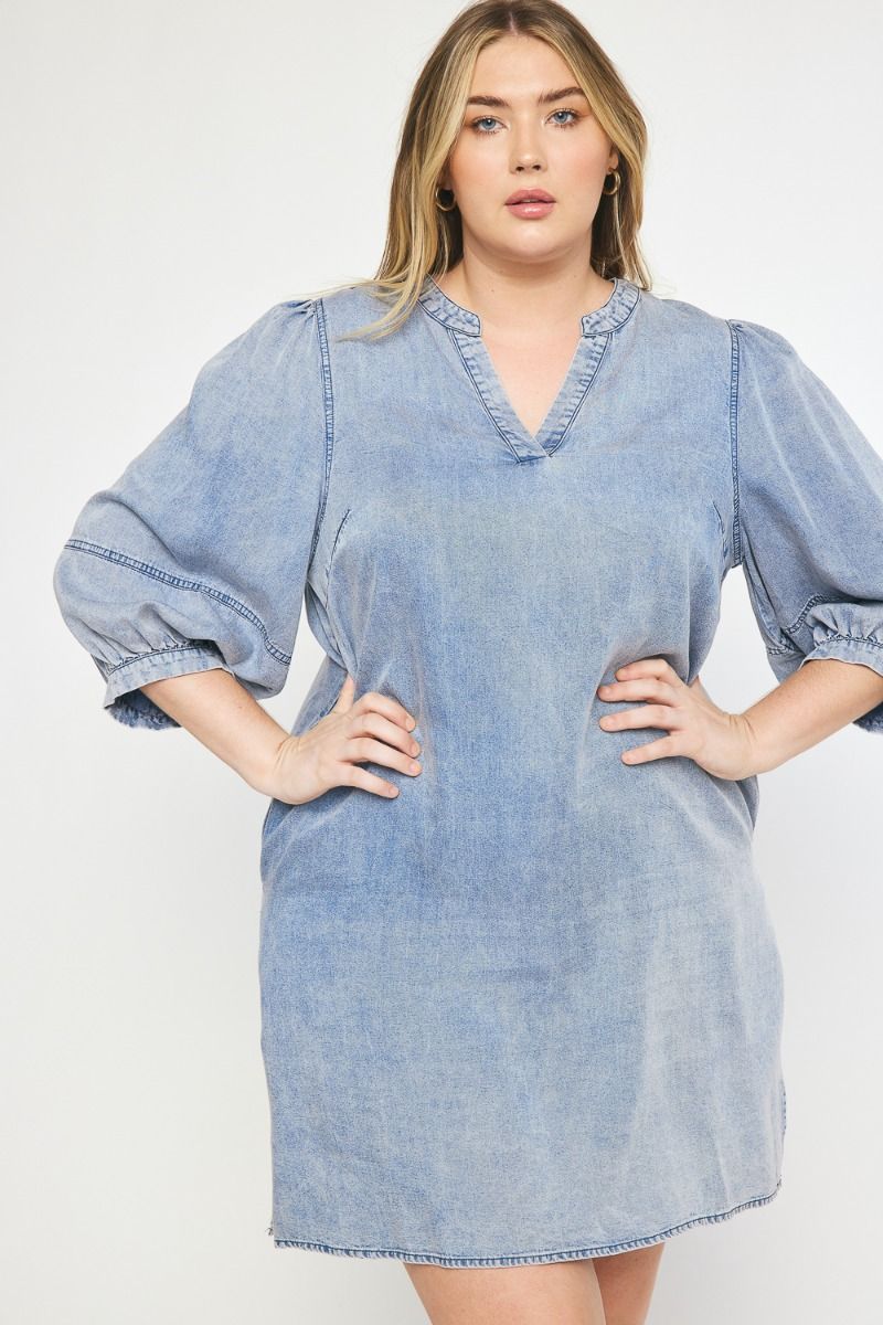 denim dress plus size women Sawyer Denim Dress-Plus – Missy's Boutique