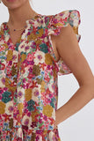 Tarin Floral Mini Dress-Fuchsia Mix