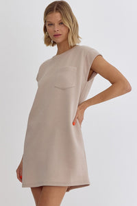 Dina Textured Mini Dress-Lt Taupe