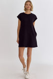 Dina Textured Mini Dress-Black