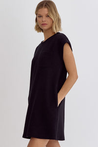 Dina Textured Mini Dress-Black