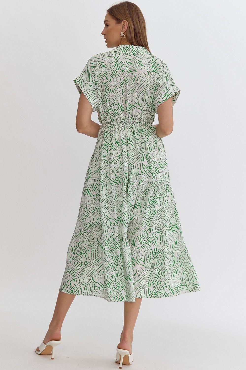 Madilyn Printed Midi Dress-Green – Missy's Boutique