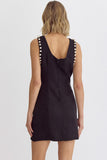 Elanna Textured Pearl Dress-Black