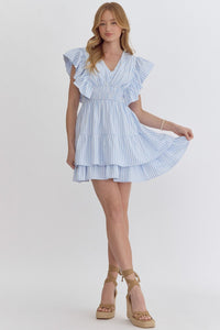 Kodi Stripe Print Ruffle Dress