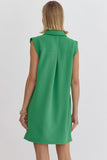 Ava Collard Textured Dress-Green