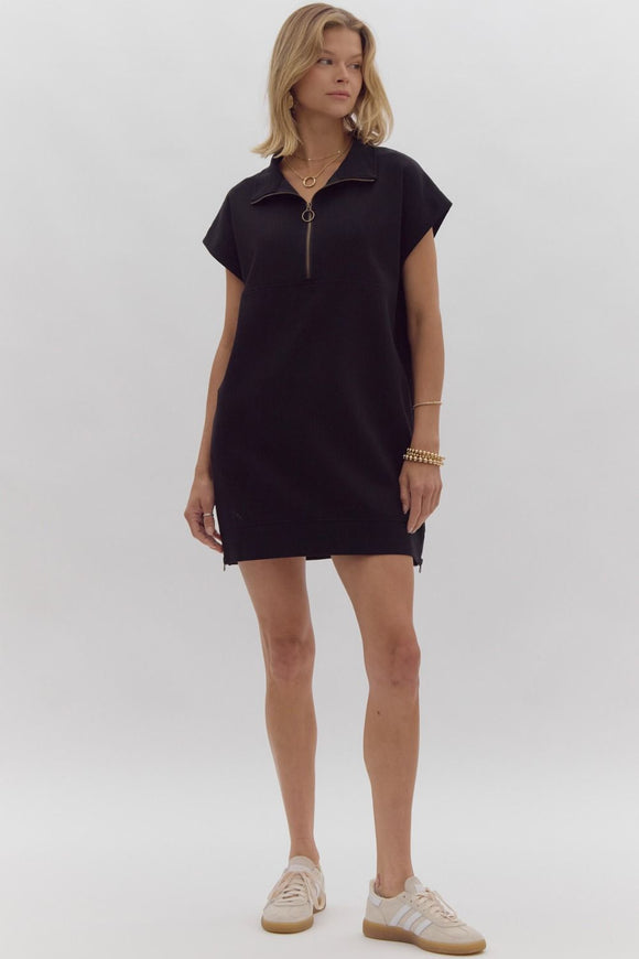 Sam Zipper Detail Dress-Black