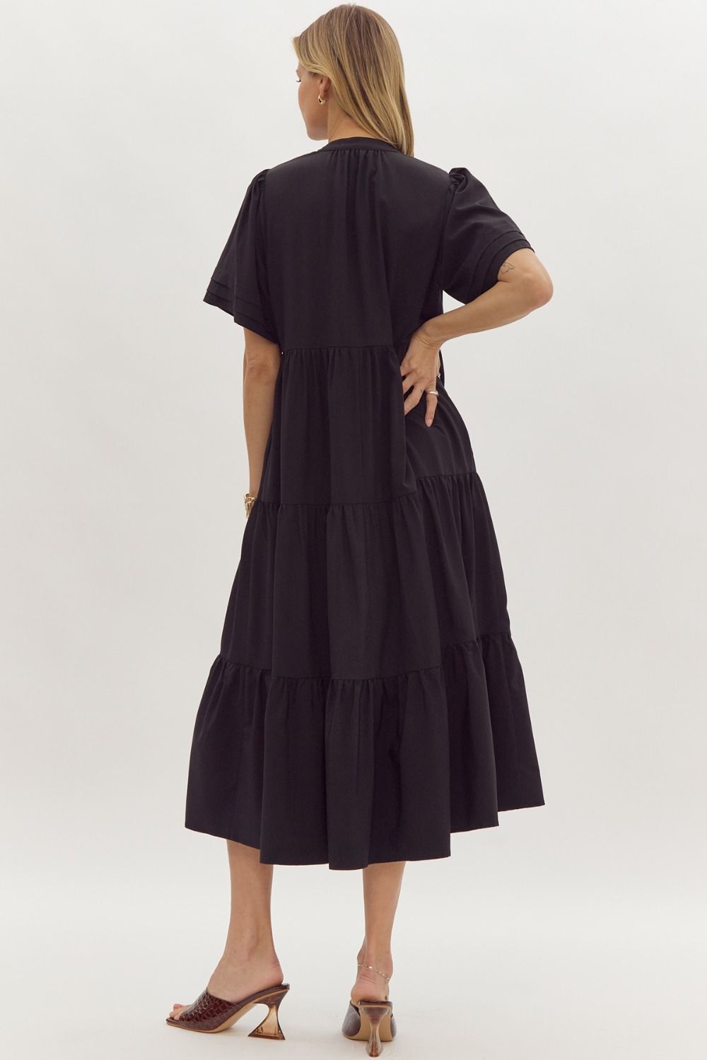 darcy midi dress Darcy V-Neck Short Sleeve Midi Dress- Black – Missy's Boutique
