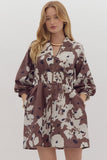 Ava Printed Mini  Dress-Mocha