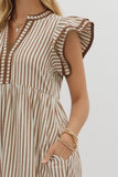 Brynn Stripe/Ruffle Midi Dress