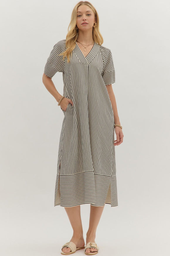 Tressa Black Striped Dress