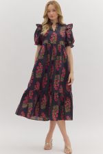 Kendra Black Floral Dress