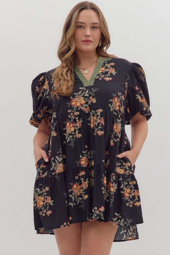 Curvy Randi Floral Puff Sleeve Dress