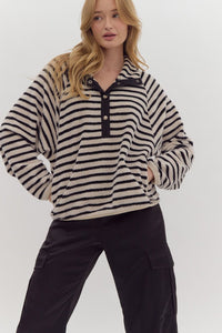 Shiloh Stripe Henley Pullover