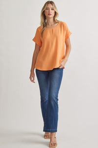 Mandy Cuffed Sleeve Top - Apricot