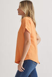 Mandy Cuffed Sleeve Top - Apricot