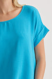 Mandy Cuffed Sleeve Top - Ocean Blue