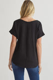 Mandy Cuffed Sleeve Top -Black