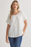 Mandy Cuffed Sleeve Top -Off White