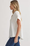 Mandy Cuffed Sleeve Top -Off White