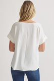 Mandy Cuffed Sleeve Top -Off White