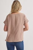 Mandy Cuffed Sleeve Top -Latte