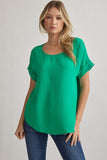 Mandy Cuffed Sleeve Top -Kelly Green